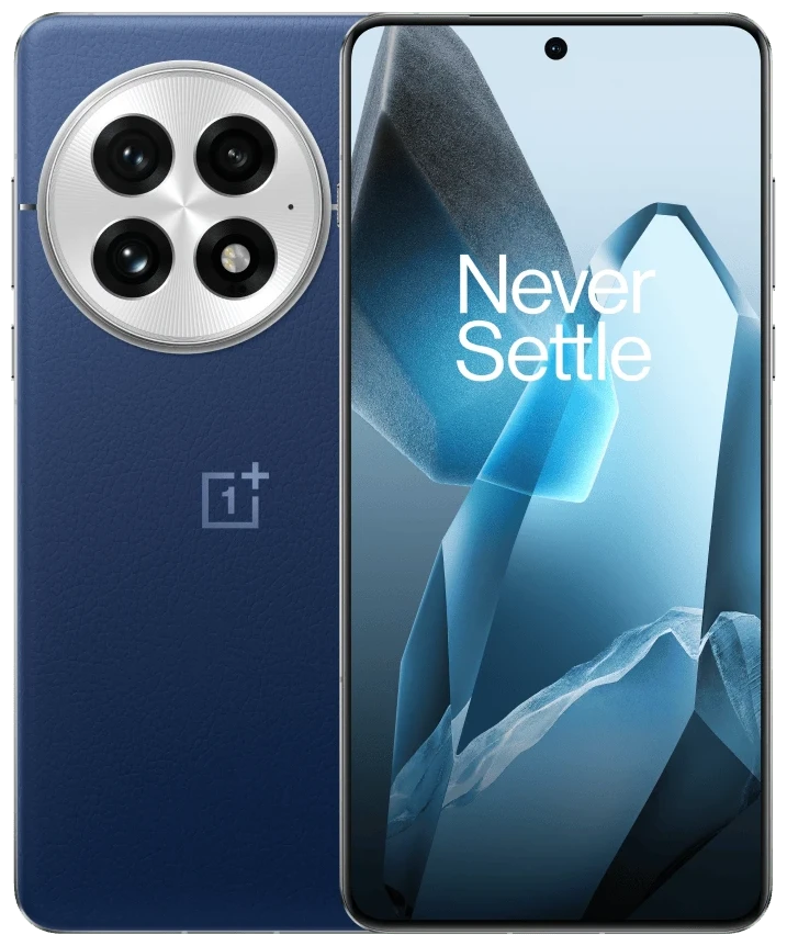OnePlus 13 in Midnight Ocean, front and back views